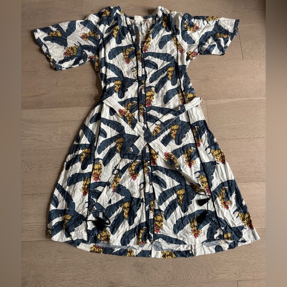 H&M+ Desmond & Dempsey Kaftan Linen Blend
Tropical Midi Dress Size L - Picture 7 of 12